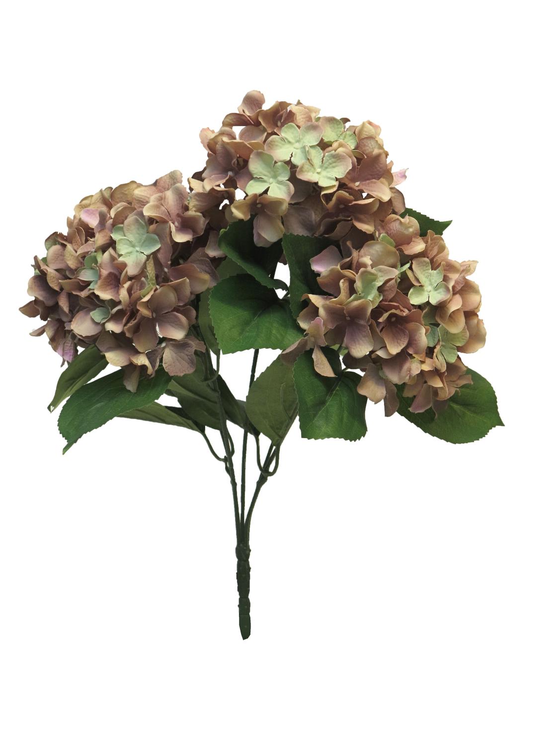 braun-grün, Hortensie Künstliche Steckstab, 45cm auf Blume LINJIA