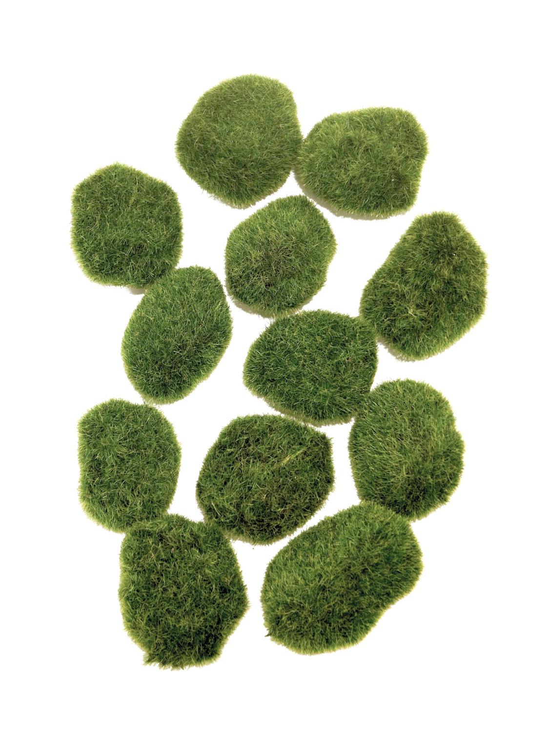 Stück, 12 Künstliche Moos 9cm grün, LILUDA, Steine