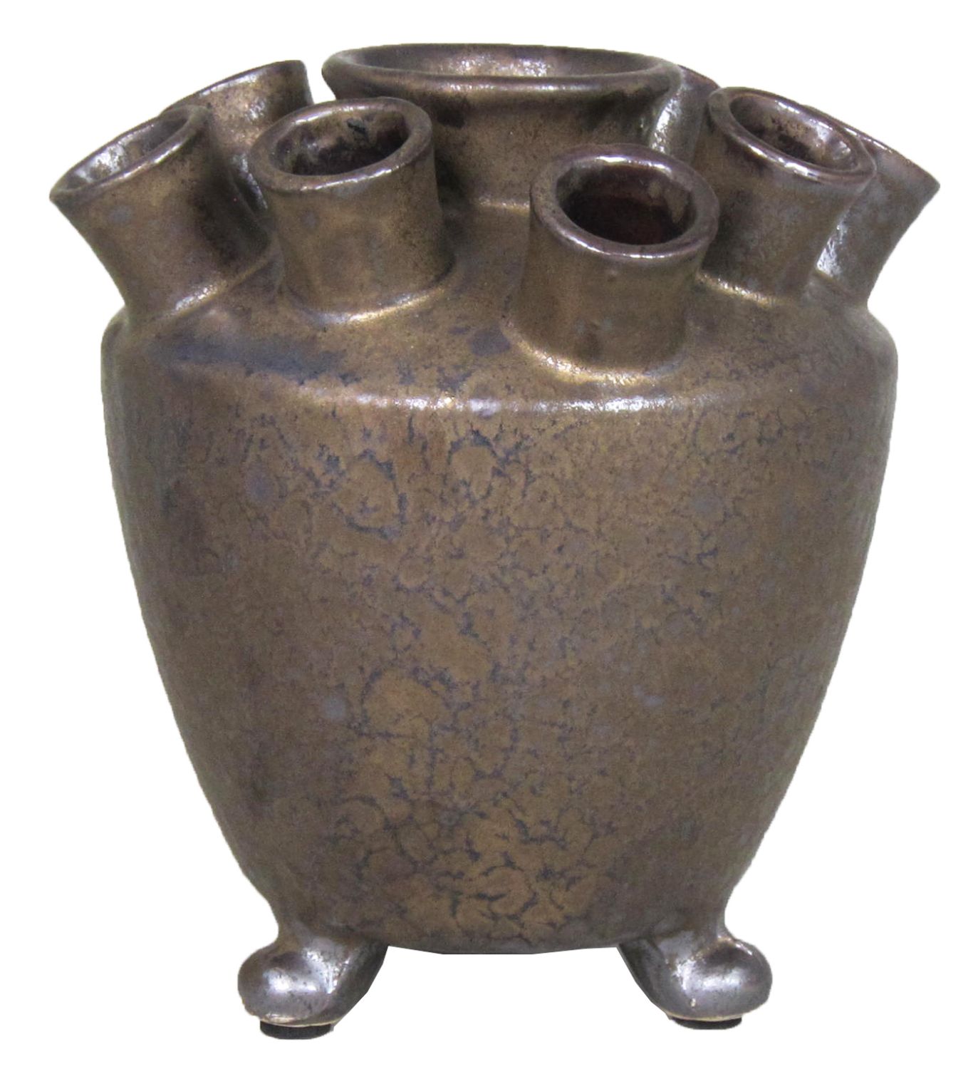 16cm, 9 aus Originelle mit OISIN Vase Öffnungen, bronze, Ø14cm Keramik
