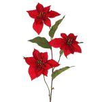 Samt Poinsettia Zweig TONZI, rot, 80cm, Ø14cm