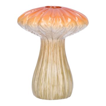 Keramikvase PULCHERIA, Pilz Form, Rillen, orange-beige, 13cm, Ø10cm