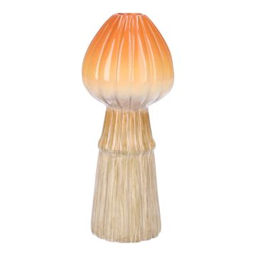 Pilzvase aus Keramik RADOMILA, Rillen, orange-beige, 18cm, Ø7,4cm