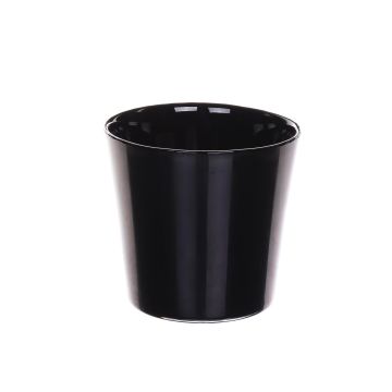 Pflanztopf ALENA, Glas, schwarz, 12,5cm, Ø13,3cm