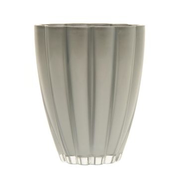 Glas Blumenvase BEA, silber-metallic, 17cm, Ø14cm