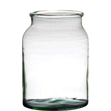 Blumenvase QUINN EARTH, Glas, recycelt, klar-grün, 25cm, Ø19cm