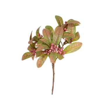 Künstlicher Lorbeerstrauch KAMINA mit Beeren, Steckstab, grün-rosa-20cm