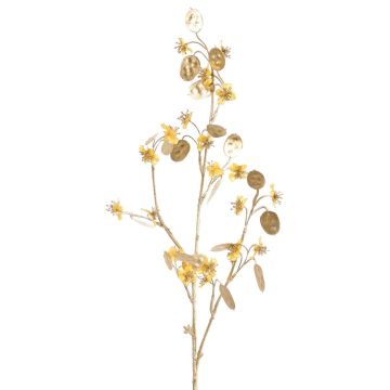 Satin Lunaria Zweig PINDUS mit Blüten, gelb-gold, 85cm