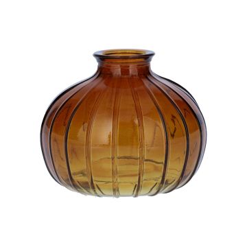Blumen Vase ALFHARD, Glas mit Rillen, orange-braun-klar, 8,5cm, Ø10,5cm