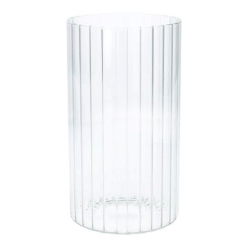 Deko Vase BLANDINA, Glas, Rillen, transparent, 18cm, Ø10cm