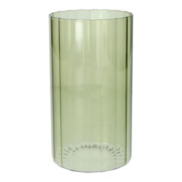 Deko Vase BLANDINA, Glas, Rillen, grün-transparent, 18cm, Ø10cm