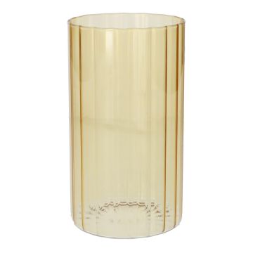 Deko Vase BLANDINA, Glas, Rillen, gelb-transparent, 18cm, Ø10cm