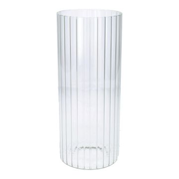 Deko Vase BLANDINA, Glas, Rillen, transparent, 24cm, Ø10cm