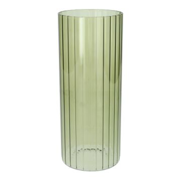 Deko Vase BLANDINA, Glas, Rillen, grün-transparent, 24cm, Ø10cm