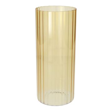 Deko Vase BLANDINA, Glas, Rillen, gelb-transparent, 24cm, Ø10cm