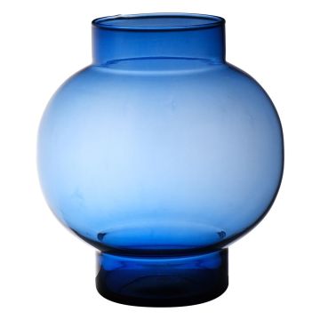 Kugelige Glasvase RAINIERO, recycelt, blau-klar, 26cm, Ø26cm