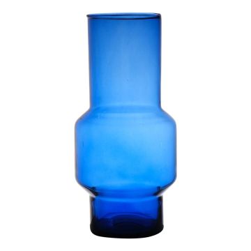 Glas Blumen Vase FORTUNATO, recycelt, blau-klar, 30cm, Ø14cm