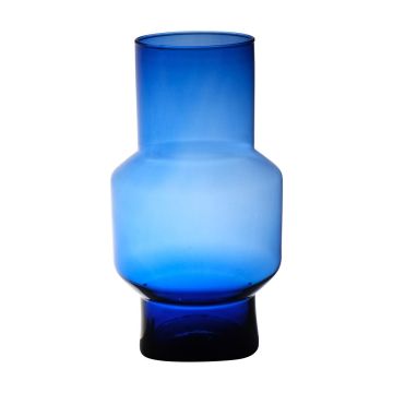 Glas Blumen Vase FORTUNATO, recycelt, blau-klar, 35cm, Ø19cm