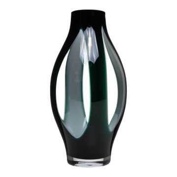 Glas Boden Vase PROSPERO mit Sichtfenstern, grün-klar, 50cm, Ø21cm