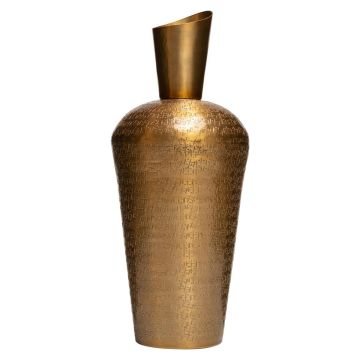 Flasche Metallvase VICTORINO, Struktur, gold, 41cm, Ø16,5cm