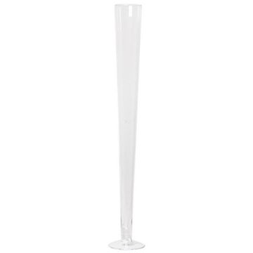 Große Schlanke Bodenvase WANJA, Glas, Standfuß, transparent, 40cm, Ø11cm