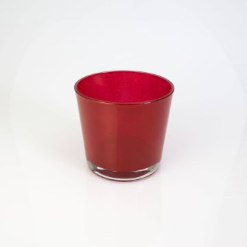 Pflanztopf aus Glas ALENA, rot, 10,5cm, Ø11,5cm
