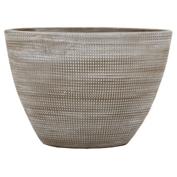 Ovaler Keramik Blumentopf ILSE mit Maserung, taupe, 32x16x23cm