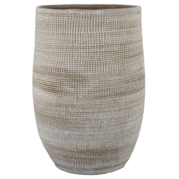 Keramik Pflanzvase ILSE mit Maserung, taupe, 30cm, Ø23cm