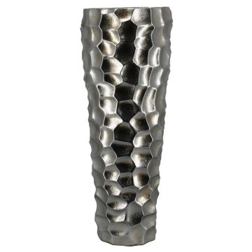 Design Keramik Pflanzvase MESLA mit Facetten, silber, 101cm, Ø37cm