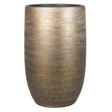 Deko Vase AGAPE, Keramik, mit Maserung, gold, 50cm, Ø32cm