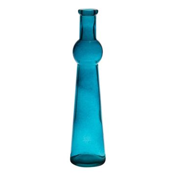 Flaschenvase REYNALDO aus Glas, blau-klar, 23cm, Ø5,5cm