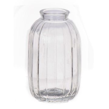 Flasche SILVINA aus Glas, Rillen, klar, 12cm, Ø7cm
