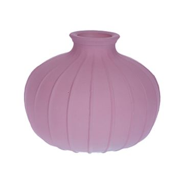 Blumen Vase ALFHARD, Glas mit Rillen, mauve-matt, 8,5cm, Ø10,5cm