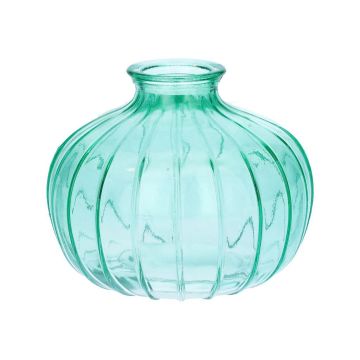 Blumen Vase ALFHARD, Glas mit Rillen, türkis-klar, 8,5cm, Ø10,5cm