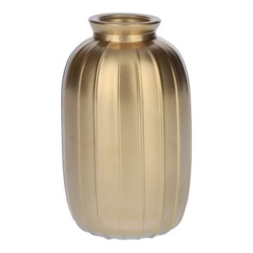 Flasche SILVINA aus Glas, Rillen, gold-metallic, 12cm, Ø7cm