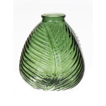 Glasflasche NELLOMIO mit Blattstruktur, grün-klar, 13cm, Ø12cm