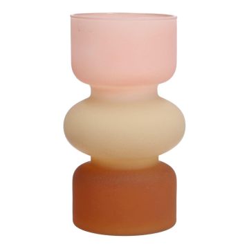 Glasvase NEVOLINKI, rosa-beige-braun-matt, 18cm, Ø10,5cm