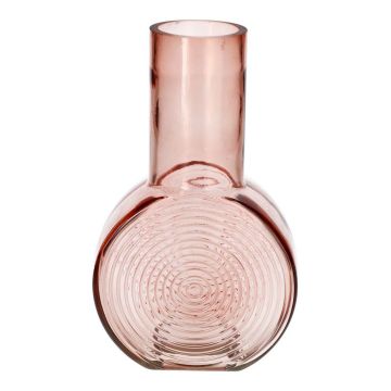 Runde Vase ORESTINO aus Glas, rosa-klar, 14x7,5x22,5cm