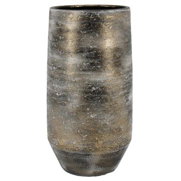 Keramik Pflanzvase SEJAL, gesprenkelt, grau-gold, 45cm, Ø23cm