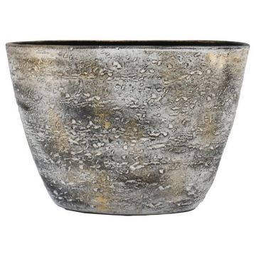 Ovaler Keramik Übertopf SEJAL, grau-braun, 33x16,5x23cm