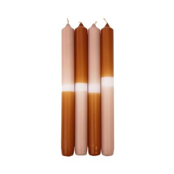 Dip Dye Tafelkerzen LISSITA, 4 Stück, lachs-cognac, 25cm, Ø2,3cm, 11h