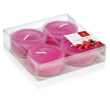 Teelichter ASTRID mit Duft, Cool Cranberry, 4 Stück, pink, 1,9cm, Ø5,7cm, 8h