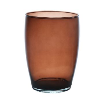 Runde Glas Blumenvase HENRY, braun-klar, 20cm, Ø14cm