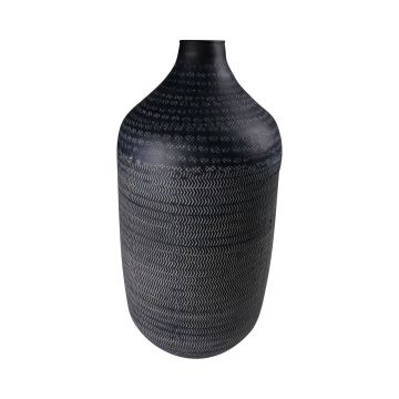 Flasche Metallvase SOLANYI, gemustert, schwarz, 45,5cm, Ø22cm