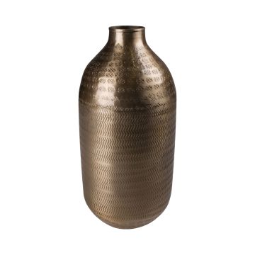 Flasche Metallvase SOLANYI, gemustert, gold, 33cm, Ø15cm