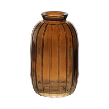 Flasche SILVINA aus Glas, Rillen, orange-braun-klar, 12cm, Ø7cm