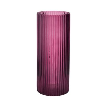 Moderne Glas Blumenvase SORCHA mit Rillen, beere-klar, 30cm, Ø12,5cm