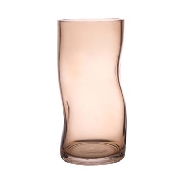 Glas Vase OBDULIA mit Dellen, beige-klar, 25cm, Ø12cm