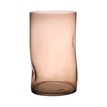 Glas Vase OBDULIA mit Dellen, beige-klar, 25cm, Ø15cm