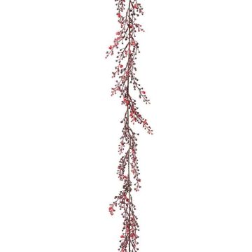 Künstliche Feuerdorn Girlande ZENFIR, gefroren, Beeren, rot, 185cm