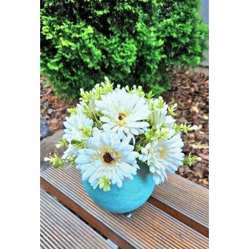 Deko Blumenstrauß Gerbera TEMBAR, creme-weiß, 30cm, Ø22cm